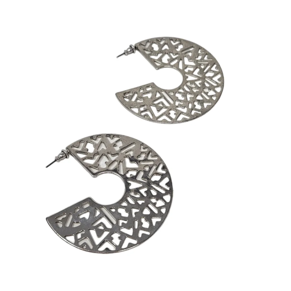 Silver Tone Hoop Style Earrings